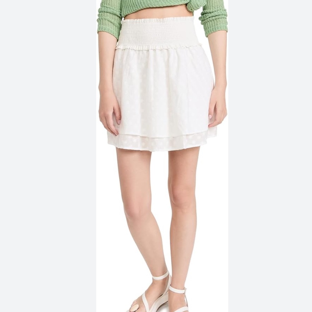 Rails Addison Mini Skirt Size S Boho Smock Cotton Tiered White Embroider Daisies